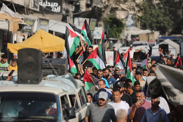 مسيرة بمدينة غزة في 23 يوليو/تموز 2026، إحياءً لذكرى مرور أكثر من ألف يوم على بدء الحرب.(صورة: بلال أسامة )
