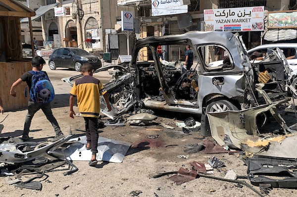 سيارة محطمة في حي تل الهوى بمدينة غزة، قطاع غزة، بتاريخ 13 سبتمبر/أيلول 2026، بعد غارة جوية إسرائيلية استهدفتها.(صورة: محمد صالحة)