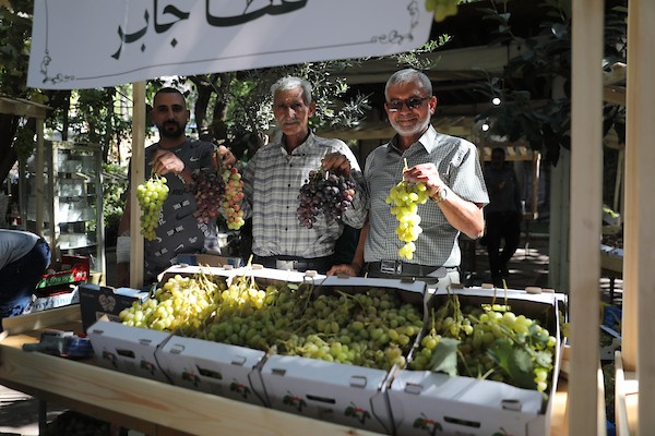 مزارعون وسكان فلسطينيون يشاركون في مهرجان «أيام العنب الخليلي» في البلدة القديمة بمدينة الخليل، في 26 سبتمبر/أيلول 2026. تصوير: مأمون وزوز.